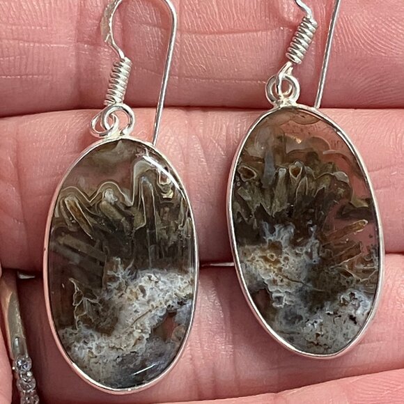 Natural Stick Agate Earrings Stone Crystal Jewelry - Picture 3 of 7